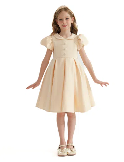 TULLEEN TULLEEN CHAMPAGNE BARRYMORE TEACUP BUTTON DRESS