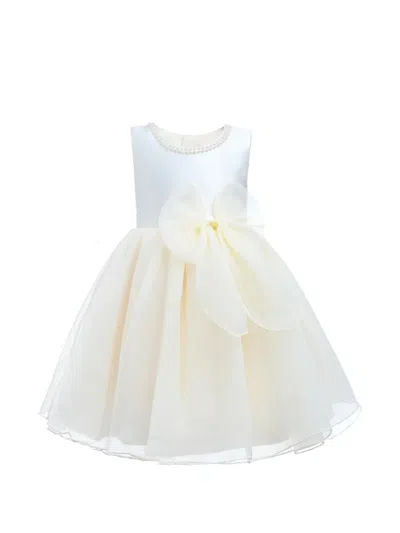 Tulleen Kids' Champagne Felice Tulle Bow Dress In Multi