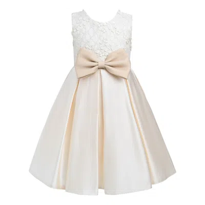 Tulleen Kids' Hampton Double Bow Dress In Neutrals