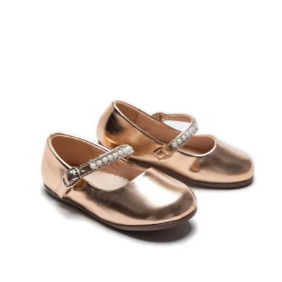 Tulleen Champagne Margot Pearl Band Flats In Brown