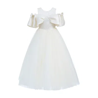 Tulleen Kids'  Champagne Tulle Bow Amica Dress