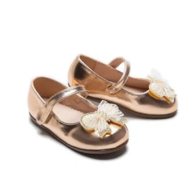 Tulleen Kids'  Charlotte Ribbon Flats In Champagne