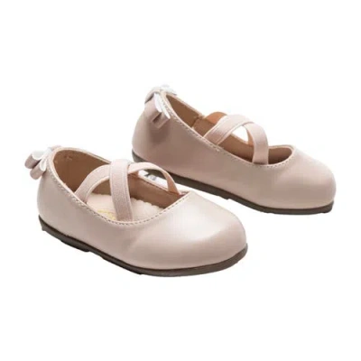 Tulleen Babies'  Charmed Cross Banded Ribbon Flats In Powder Pink