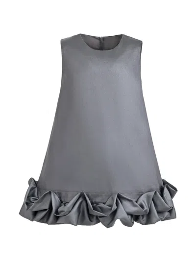 Tulleen Kids' Clarette Ruffle-hem Dress In Gray