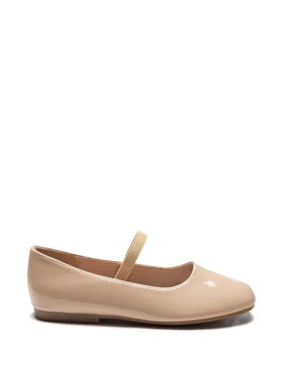 Tulleen Kids' Colette Patent-finish Ballet Flats In Neutral