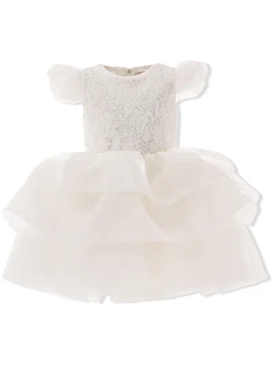 Tulleen Kids' Collina Ruffle-trimmed Teacup Dress In White