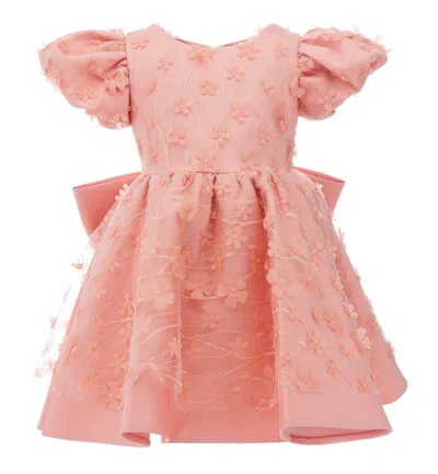 Tulleen Kids'  Coral Moneta Floral Bow Dress