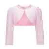 Tulleen Kids'  Cropped Satin Cardigan In Blush