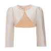 Tulleen Kids'  Cropped Satin Cardigan In Champagne