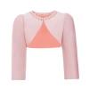 Tulleen Kids'  Cropped Satin Cardigan In Peach Pink