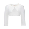 Tulleen Kids'  Cropped Satin Cardigan In White
