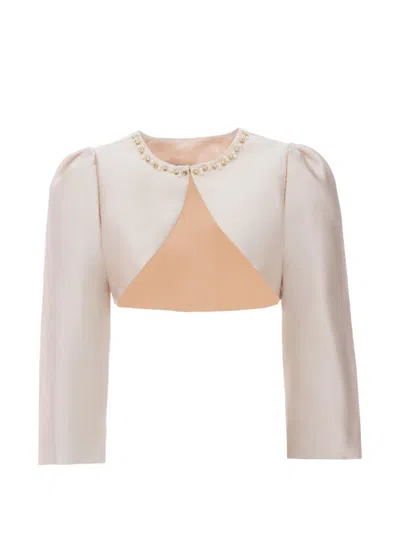 Tulleen Kids' Cropped Satin Jacket In Neutral
