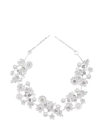 Tulleen Babies' Crystal Garden Pearl Accent Hair Vine In Metallic