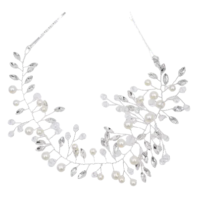 Tulleen Kids'  Crystal Glimmering Pearl Hair Vine