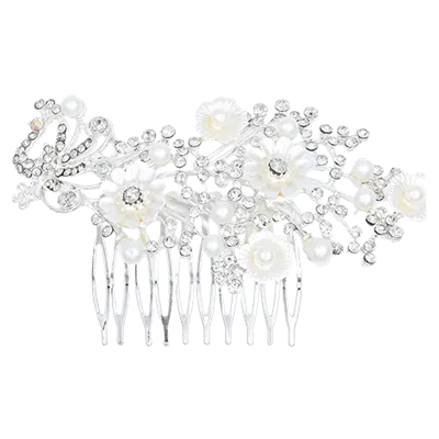 Tulleen Crystal Ribbon Flowerbed Hair Comb
