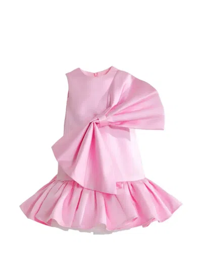 Tulleen Kids' Dahlielle Bow-detail Ruffled Dress In Pink