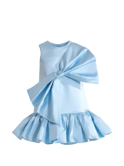 Tulleen Kids' Dahlielle Oversized-bow Ruffled Dress In Blue