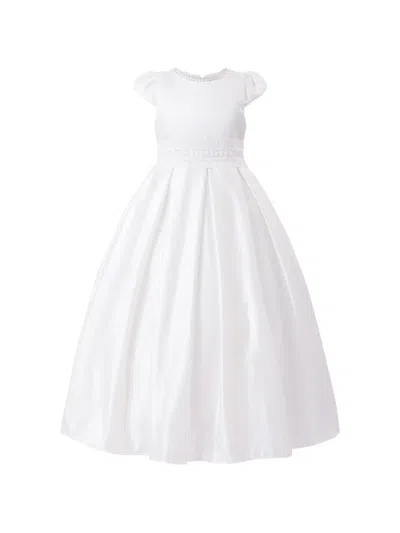 Tulleen Kids' Dalmira Puff-sleeve Dress In White