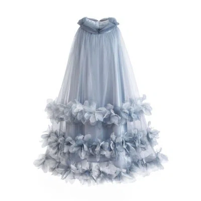 Tulleen Kids' Elaris Floral-embellished Tulle Dress In Blue