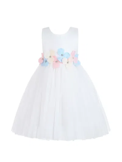 Tulleen Kids' Elarisse Floral-waist Dress In White