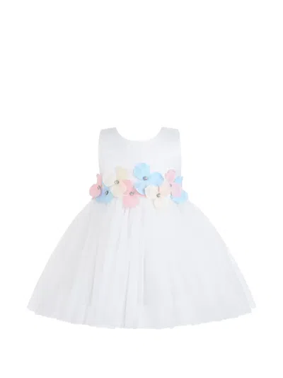 Tulleen Babies' Elarisse Floral-waist Tulle Dress In Burgundy