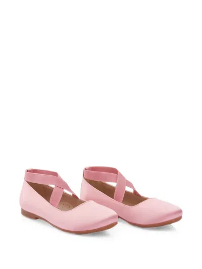 Tulleen Kids' Elasticated Cross-strap Ballet Flats In Pink