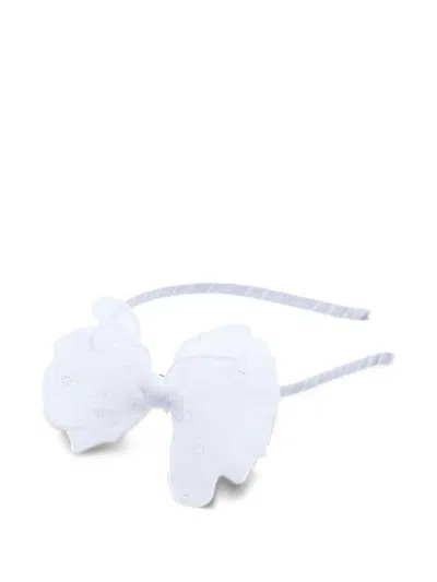 Tulleen Kids' Embroidered Bow Headband In White