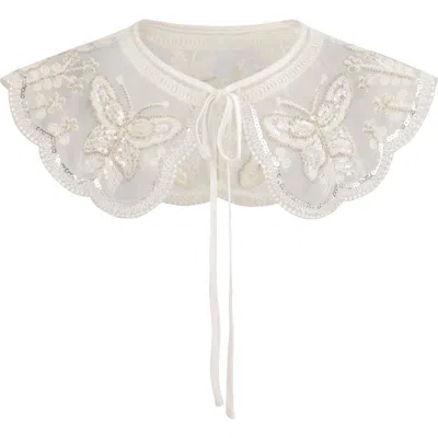 Tulleen Kids'  Embroidered Butterfly Stole In White