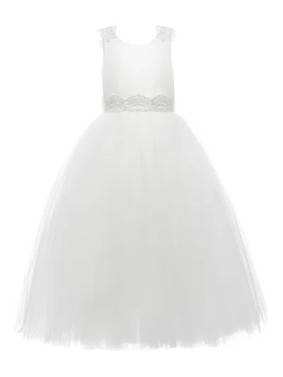 Tulleen Kids' Emilia Lace-trim Dress In White