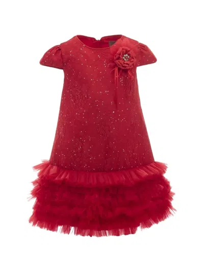 Tulleen Babies' Empire Glitter Dress In Red