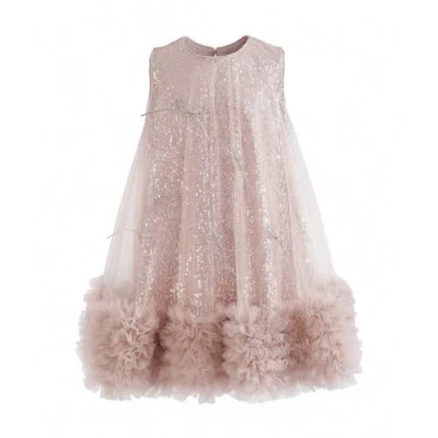 Tulleen Kids' Evangeline Sequin-embellished Ruffled Dress In Pink