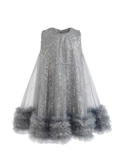 Tulleen Kids' Evangeline Sequin-embellished Dress In Gray