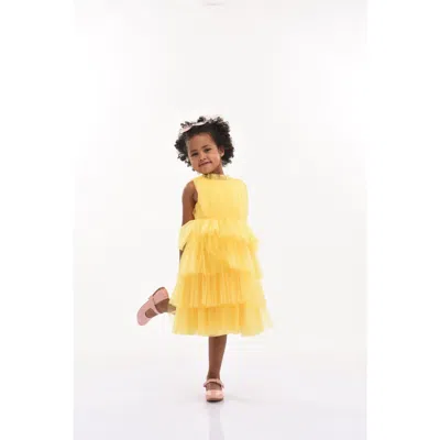 Tulleen Kids' Tiered Tulle Dress In Yellow