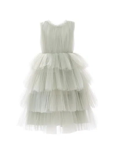 Tulleen Kids' Farvue Tiered Tulle Dress In Gray