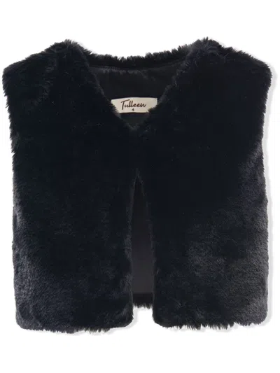 Tulleen Kids' Faux Fur Vest In Black