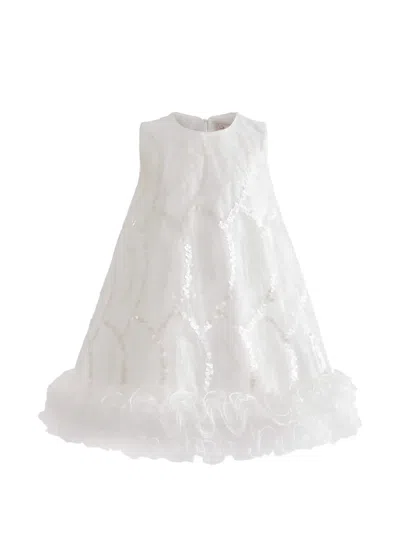 Tulleen Kids' Fiora Ruffled Sequin-embellished Dress In White