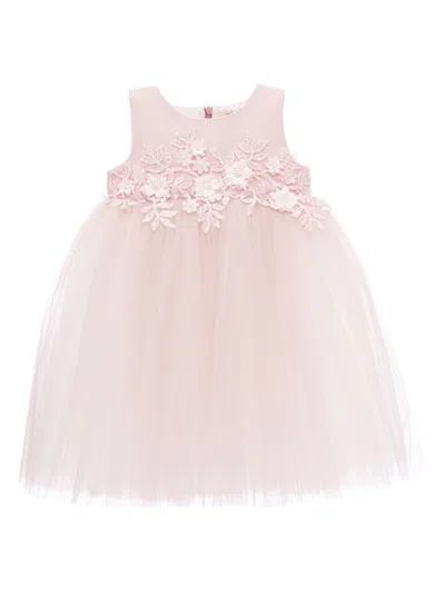 Tulleen Babies' Floral-appliqué Tulle Dress In Pink