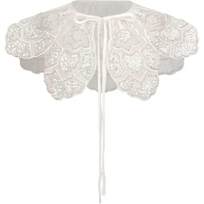 Tulleen Kids'  Floral Embroidered Stole In White