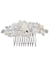 Tulleen Crystal Pearl And Ivory Floral Hair Comb In Silver