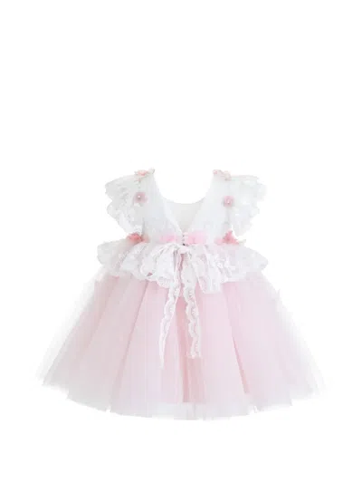 Tulleen Babies' Floral Lace Dress In Pink