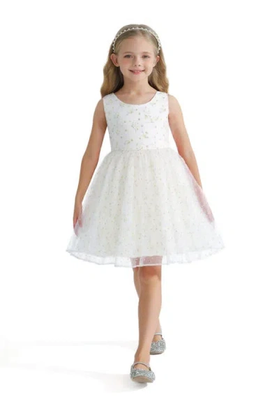 Tulleen Babies'  Floral Patterned Bow Dress In White