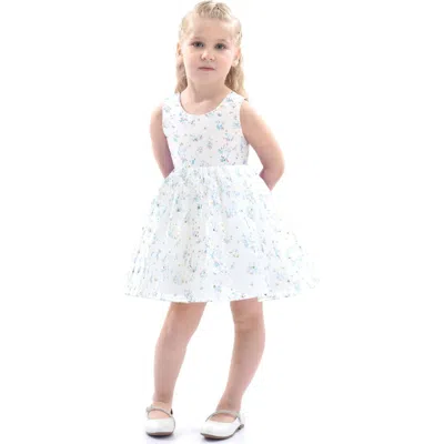 Tulleen Babies'  Floral Print Bow Dress In White