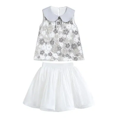 Tulleen Kids'  Floral Sleeveless Skirt Set In Blue