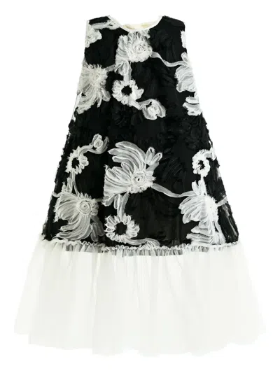 Tulleen Kids' Floral Tulle Dress In Black