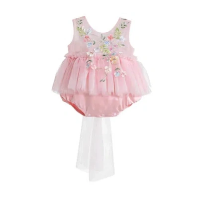 Tulleen Babies'  Fosella Floral Tulle Romper In Pink