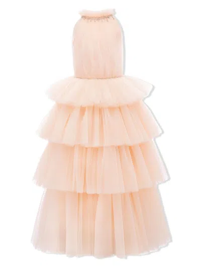 Tulleen Kids' Francesca Ruffled Dress In Peach