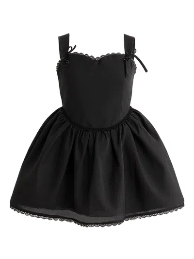 Tulleen Kids' Lace-trim Sleveeless Dress In Black