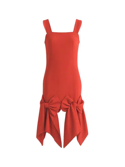 Tulleen Kids' Bow-detail Dress In Orange