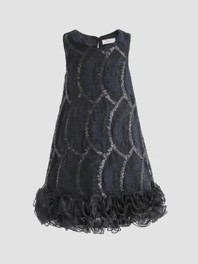 Tulleen Fiora Sequin-embellished Ruffled Dress In Black