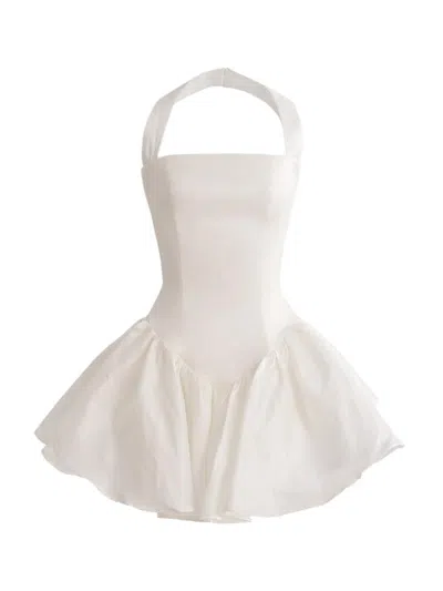 Tulleen Kids' Square-neck Sleveeless Dress In White